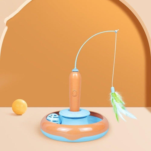 2 In 1 Pet Cat Toy With Feather For Self-Play Cat Turntable Pets