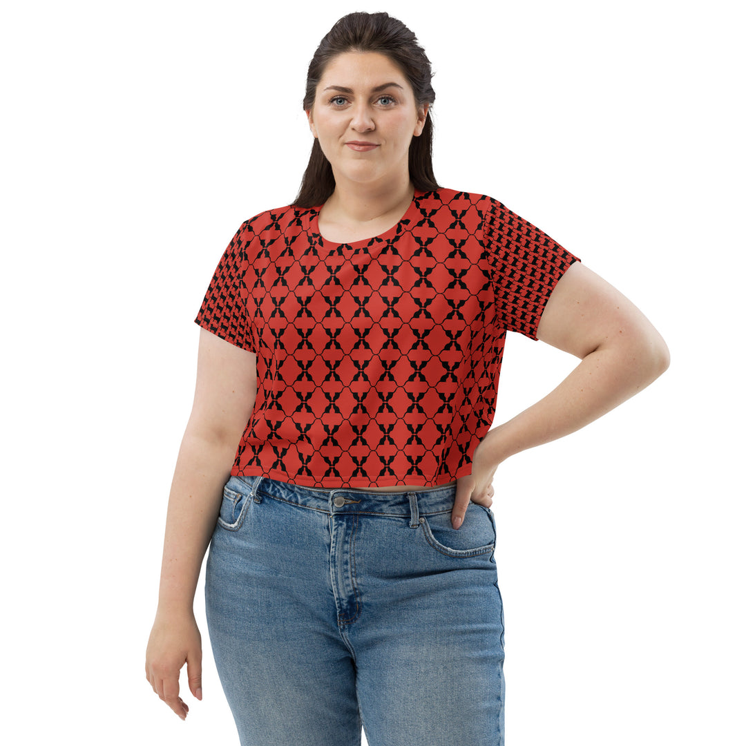 Crop-T-Shirt mit Allover-Print