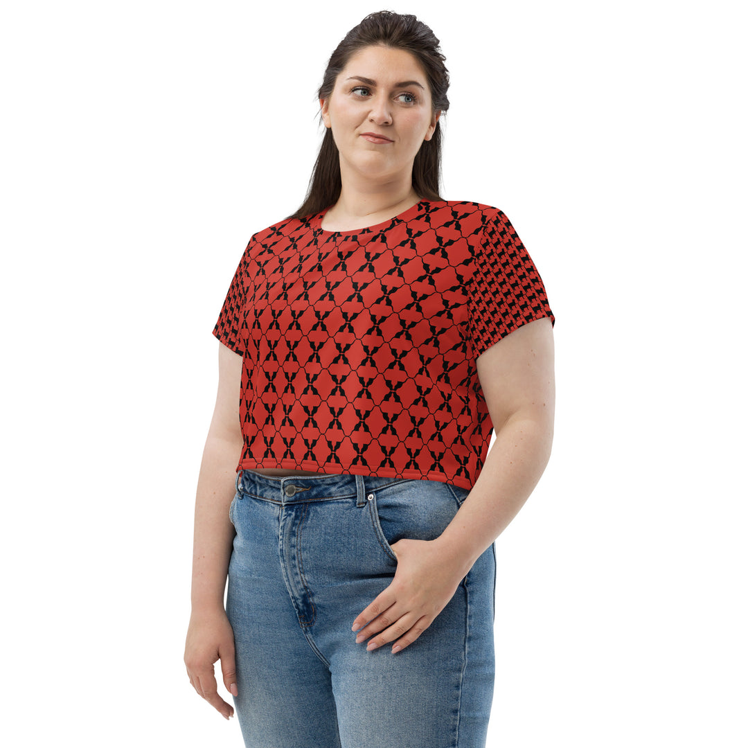 Crop-T-Shirt mit Allover-Print