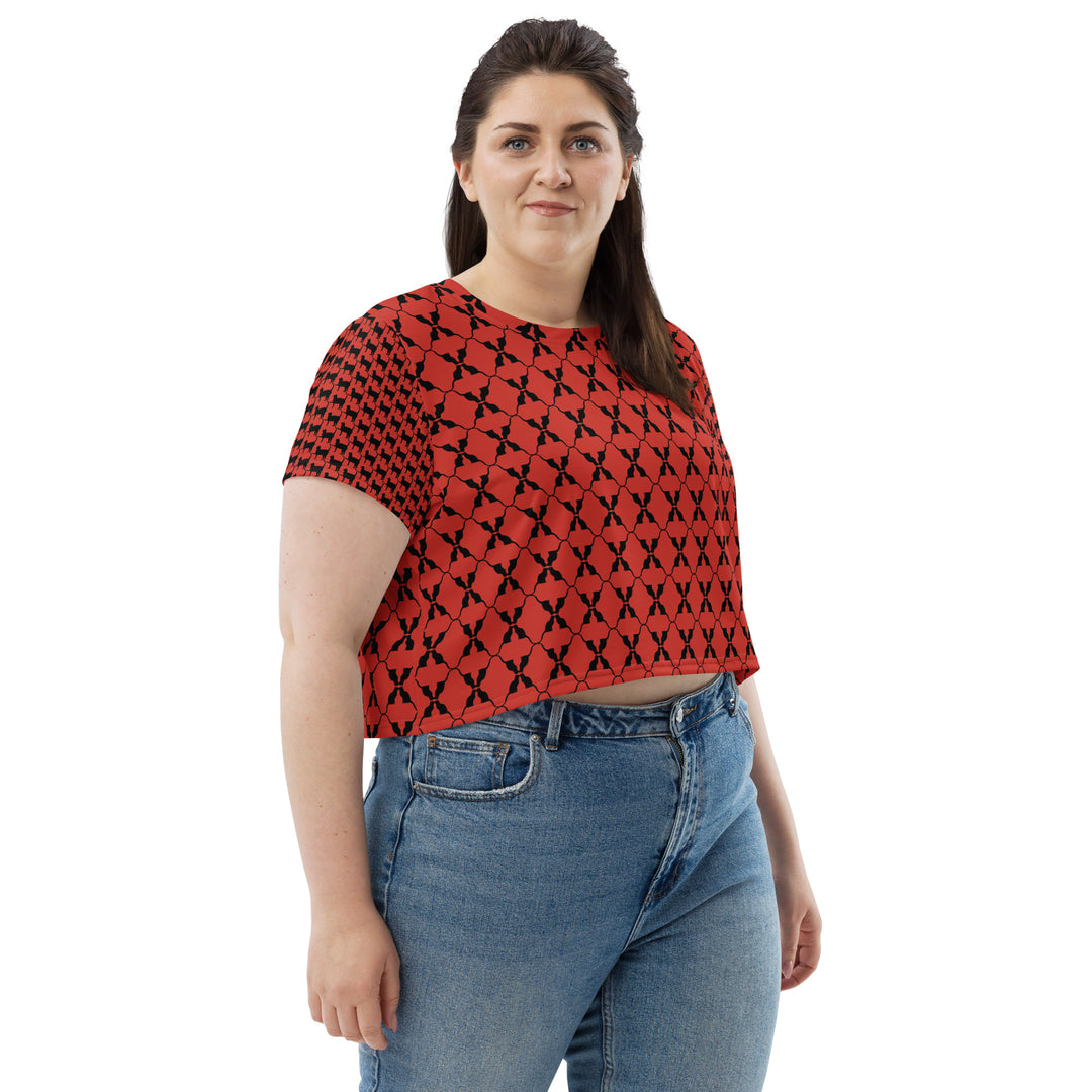 Crop-T-Shirt mit Allover-Print