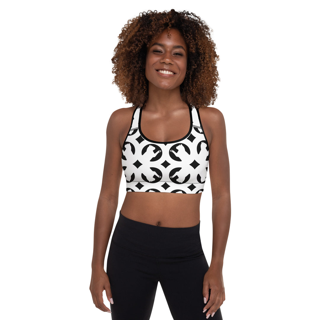 White floral Padded Sports Bra