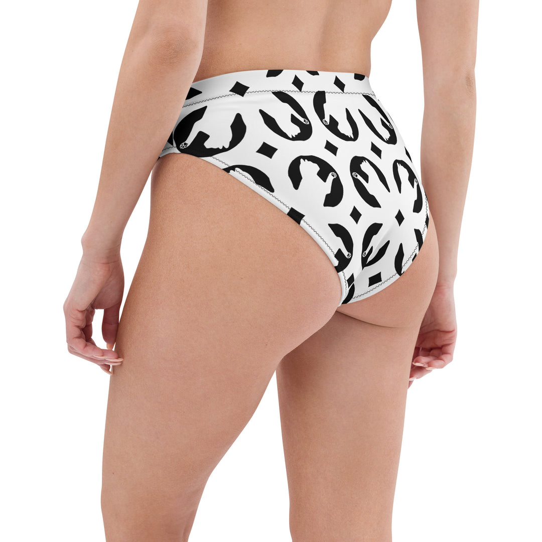 White and Black Recycled high-waisted bikini bottom