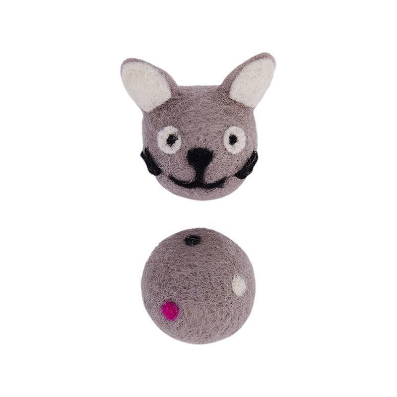 Colorful Interactive Felt Stretch Ball Cat Toy With Bell Sound -