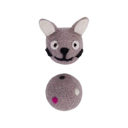 Colorful Interactive Felt Stretch Ball Cat Toy With Bell Sound -