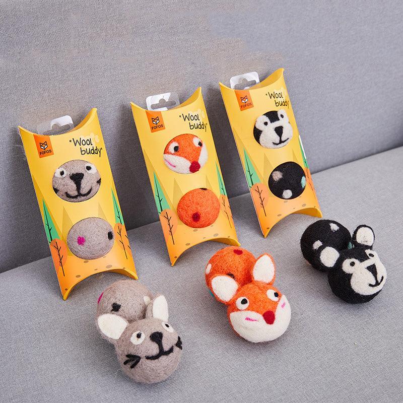 Colorful Interactive Felt Stretch Ball Cat Toy With Bell Sound -