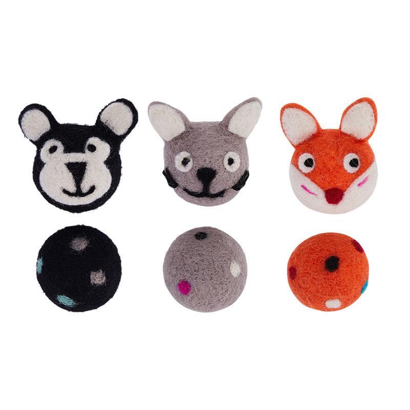 Colorful Interactive Felt Stretch Ball Cat Toy With Bell Sound -